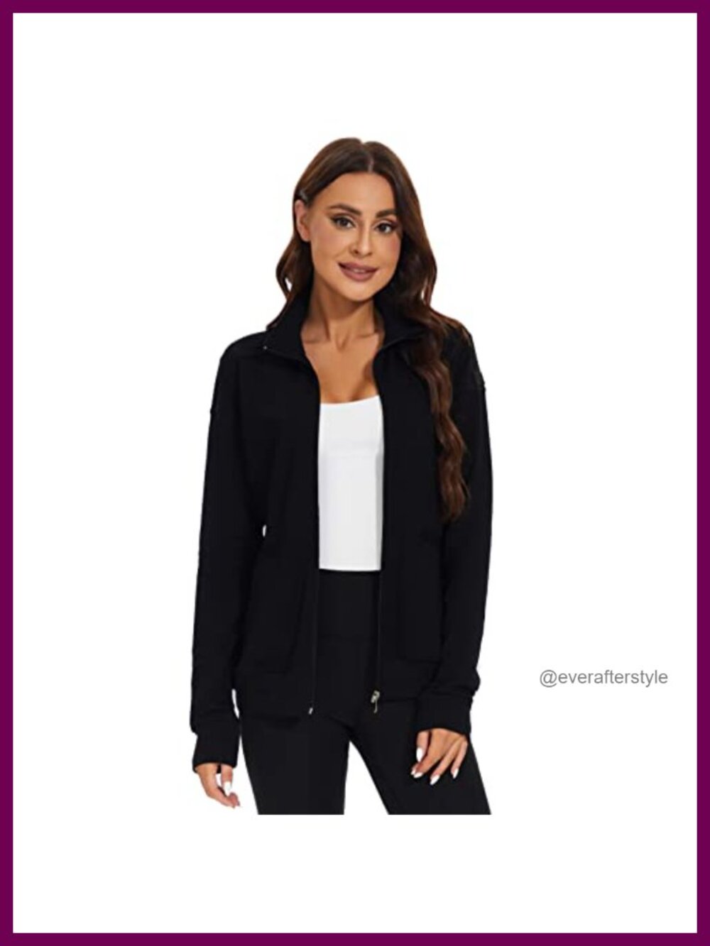 Women's Scrub Jacket Zip Front Warm-Up Medical Nurse Workwear Fitted Stretch